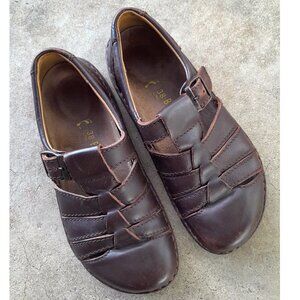 Birkenstock Brown Leather Closed Toe Mary Jane Strappy Shoes W7 (EU38)